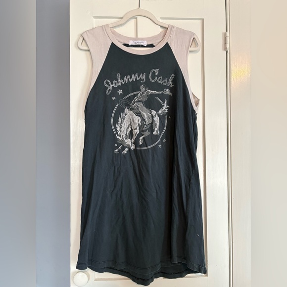 Free People Dresses & Skirts - Day Dreamer Free People Sleeveless Johnny Cash Tee Shirt Dress Size Large